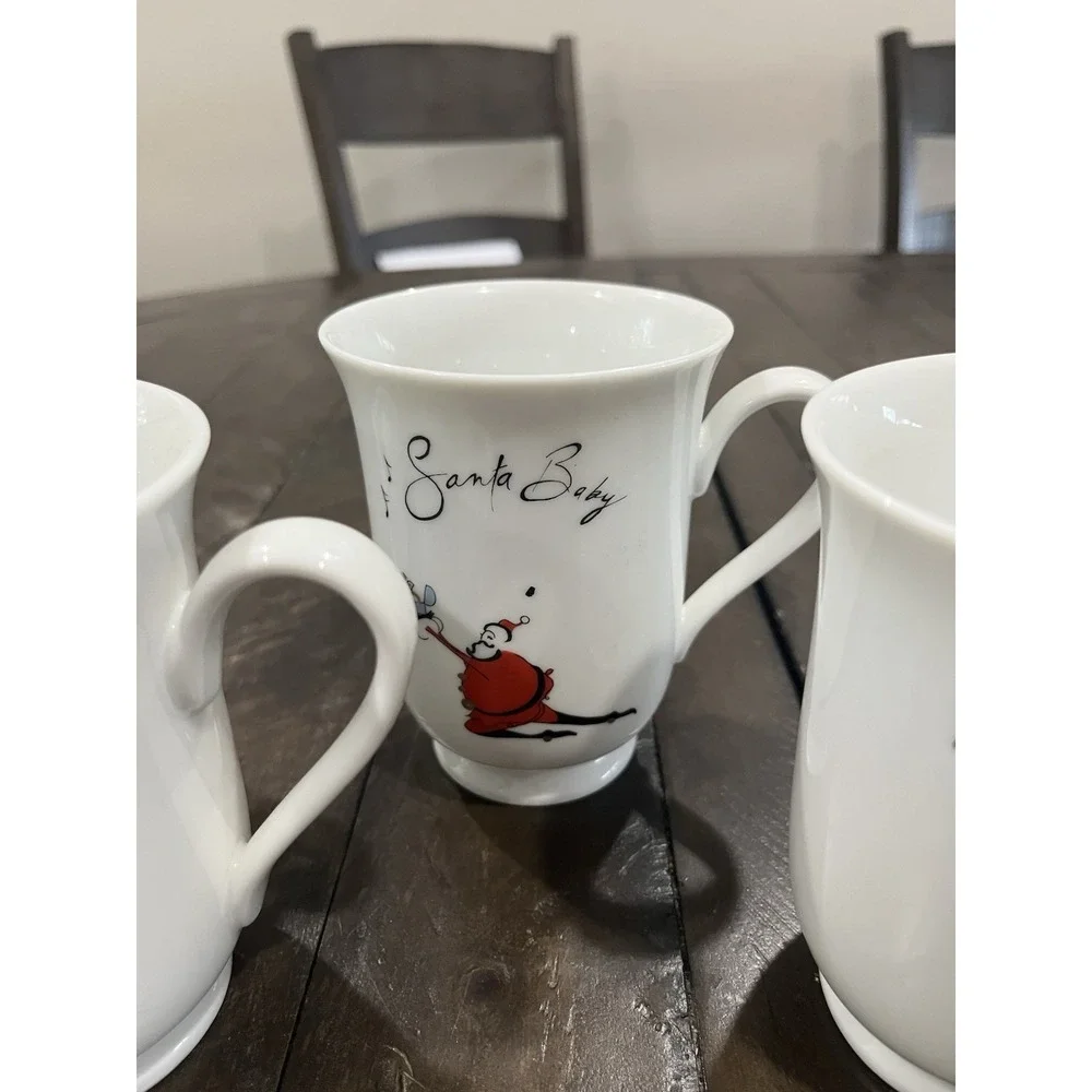 Pottery‎ Barn Santa Baby Christmas Coffee Mugs Set Of Four